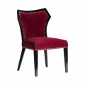 Luxusní koloniální jídelní židle Yena z masivu s červeným sametovým čalouněním s černými nožičkami 87cm