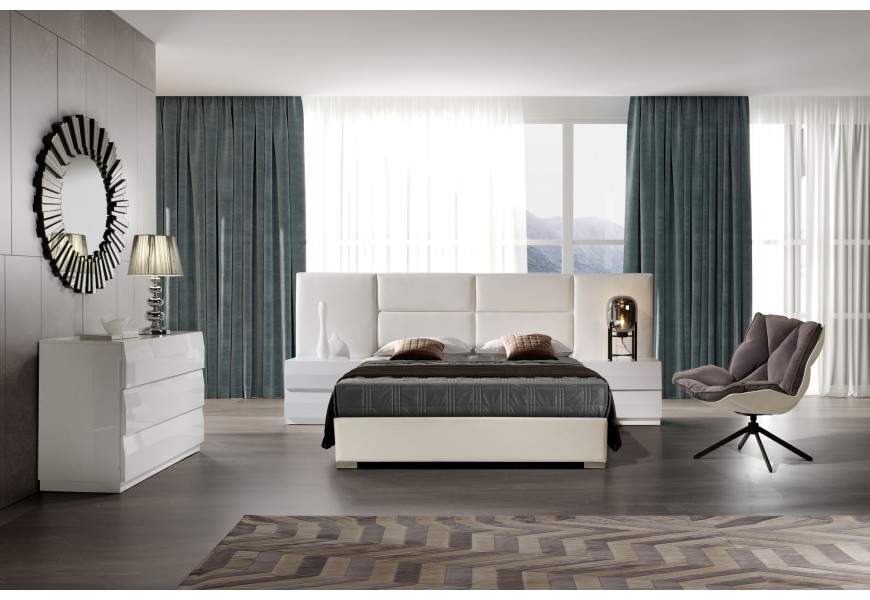 Moderní luxusní postel Sara s rozšířeným čelem s čalouněním z ekokůže 140-180cm
