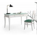 Designový masivní pracovní stolek Basilea s úlozným prostorem s kovovými retro rukojeťmi