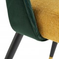 Art-deco designová jídelní židle Dosiee na černých nohách s potahem zeleno-žluté barvy 89cm