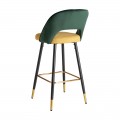 Art-deco luxusní barová židle Dosiee na černých nohách s potahem zeleno-žluté barvy 103cm