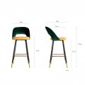 Art-deco luxusní barová židle Dosiee na černých nohách s potahem zeleno-žluté barvy 103cm