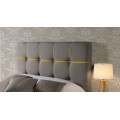 Dizajnová manželská postel Veronica s šedým čalouněním s geometrickým vzorem 140-180cm