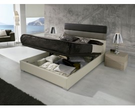 Kožená dizajnová postel Desiree s prošívaným čelem a s úložným prostorem 90-180cm