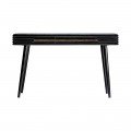 Luxusní art-deco konzolový stolek Plissé Nero z černého masivního dřeva s vrchní deskou z mramoru 144cm