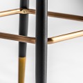 Art-deco tyrkysová barová židle Capri se sametovým potahem a černými nožičkami se zlatým zakončením 100cm