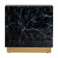 Art-deco elegantní příruční stolek Moraira černé barvy s mramorovým vzorem a zlatou podstavou 60cm