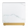Art-deco luxusní příruční stolek Moraira obdélníkového tvaru s mramorovým vzorem a zlatou podstavou 60cm