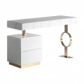 Art-deco luxusní stolek Moraira s mramorovým vzorem a s pěti zásuvkami 140cm