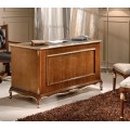 Luxusní rustikální psací stůl Emociones z masivního dřeva se třemi zásuvkami a dvířky 130 cm