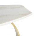 Luxusní art-deco konzolový stolek Desna s bílou mramorovou vrchní deskou a kovovou zlatou podstavou ve tvaru kruhů 145cm