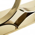 Luxusní art-deco konzolový stolek Desna s bílou mramorovou vrchní deskou a kovovou zlatou podstavou ve tvaru kruhů 145cm