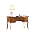 Luxusní rustikální psací stolek Emociones z masivního dřeva s pěti zásuvkami a vyřezávanými nožičkami 130cm