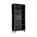 Art-deco luxusní knihovna Plissé Nero z masivního dřeva v černé barvě s poličkami a mramorovou vrchní deskou 230cm