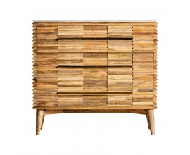 Mramorová komoda Plissé Nature na nožičkách v přírodně hnědé barvě se zásuvkami se zlatými rukojeťmi 100cm