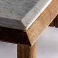 Art-deco psací stolek Plissé Nature z dřevěného masivu v hnědé naturální barvě s mramorovou vrchní deskou 135cm