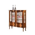 Luxusní klasická dvoudveřová nízká vitrína Clasica se dvěma šuplíky s rustikálním zdobením 120 cm