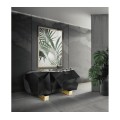 Luxusní lesklá art-deco komoda z černého dřeva s pozlacenou podstavou a mosaznými brouky Diamond Metamorphosis v interiéru