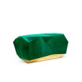 Luxusní dizajnová postříbřená komoda ve stylu art-deco z masivního dřeva s pozlacenou podstavou Diamond Emerald