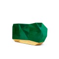 Originální dizajnová postříbřená komoda ve stylu art-deco z masivního dřeva s pozlacenou podstavou Diamond Emerald