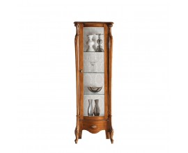Rustikální luxusní vitrína Pasiones z masivního dřeva se čtyřmi poličkami a šuplíkem 183cm