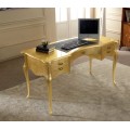 Rustikální luxusní psací stůl Pasiones z masivního dřeva a vyřezávanými nožičkami s pěti zásuvkami 150cm