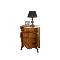 Luxusní rustikální noční stolek Pasiones z masivního dřeva v hnědé barvě se čtyřmi šuplíky a ornamentálním zdobením