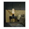 Luxusní černý noční stolek Mondrian z lakovaného masivního dřeva a černého skla se zlatými detaily 63 cm