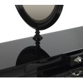 Luxusní černý toaletní stolek Mondrian z lakovaného masivního dřeva a černého skla s otočným zrcadlem 147 cm