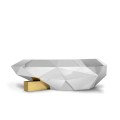 Luxusní designový konferenční stolek ve stříbrné barvě z masivního dřeva a nerezavějící oceli Diamond