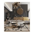 Luxusní designový konferenční stolek v černé barvě z masivního dřeva a nerezavějící oceli Diamond v interiéru