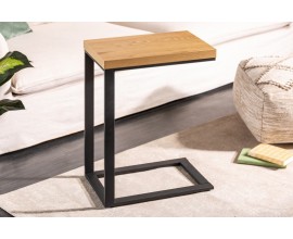 Designový stolek pro laptop Manilla s přírodně hnědou dřevěnou vrchní deskou a černou kovovou konstrukcí 61cm