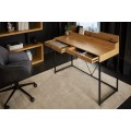 Industriální psací stolek Westford z přírodně hnědého dřeva s úložným prostorem a černými kovovými nožičkami