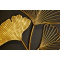 Moderní set florálních kulatých nástěnných kovových dekorací Biloba II zlaté barvy 40cm