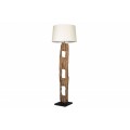 Moderní designová stojací lampa Adelise v etno stylu s dřevěnou podstavou as bílým stínítkem 177cm