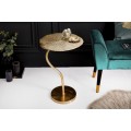 Art-deco stylový příruční stolek Zapalota z kovu ve tvaru listu ve zlaté barvě 40cm