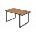 Industriální designový zahradní stolek Acostado s kovovými nohami a hnědou povrchovou deskou 123cm