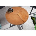 Industriální nadčasový kulatý příruční stolek Carvallo s vrchní deskou s dubovým vzhledem 45cm