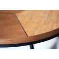 Industriální nadčasový kulatý příruční stolek Carvallo s vrchní deskou s dubovým vzhledem 45cm