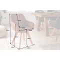 Skandinávské otočné designové sametové jídelní křeslo Caballet s opěrkami na ruce a potahem hnědé barvy 84cm