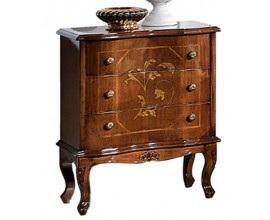 Luxusní klasický noční stolek Clasica se třemi šuplíky z dřevěného masivu s vyřezávanou výzdobou a chippendale nožičkami 77cm
