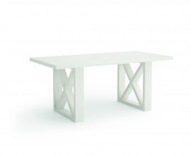 Luxusn&iacute; modern&iacute; obd&eacute;ln&iacute;kov&yacute; j&iacute;deln&iacute; stůl Cerdena z masivu se dvěma r&aacute;mov&yacute;mi nohami s v&yacute;ztuhou ve tvaru X 160-180-200 cm