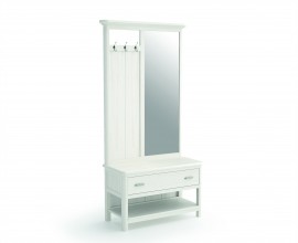 Luxusn&iacute; venkovsk&aacute; masivn&iacute; chodbov&aacute; sestava Cerdena s lavic&iacute; se z&aacute;suvkou a poličkou a zrcadlem s vě&scaron;&aacute;ky 197 cm