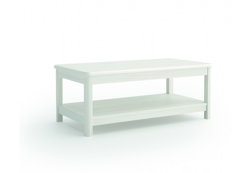 Designový masivní konferenční stolek Cerdena bílé barvy s výsovnou povrchovou deskou