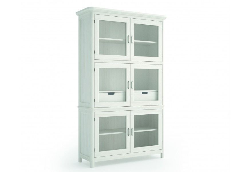 Luxusn&iacute; masivn&iacute; vitr&iacute;na Cerdena s poličkami se skleněn&yacute;mi dv&iacute;řky 203cm