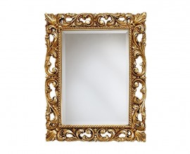 Luxusní nástěnné barokní zrcadlo Emociones se zdobeným zlatým obdélníkovým rámem 95cm