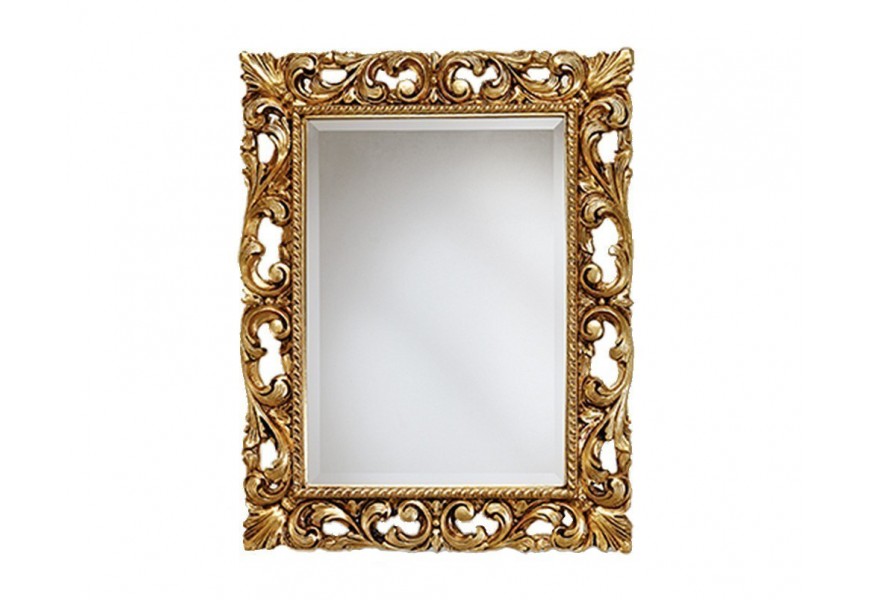 Luxusní nástěnné zrcadlo s barokním obdélníkovým rámem ve zlaté barvě