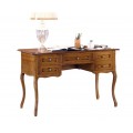 Exkluzivní barokní kancelářský stolek Emociones z masivního dřeva hnědé barvy s rustikálními vyřezávanými nožičkami