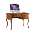 Luxusní klasický psací stůl z ořechově hnědého masivního dřeva se třemi zásuvkami a vyřezávaným dekorem