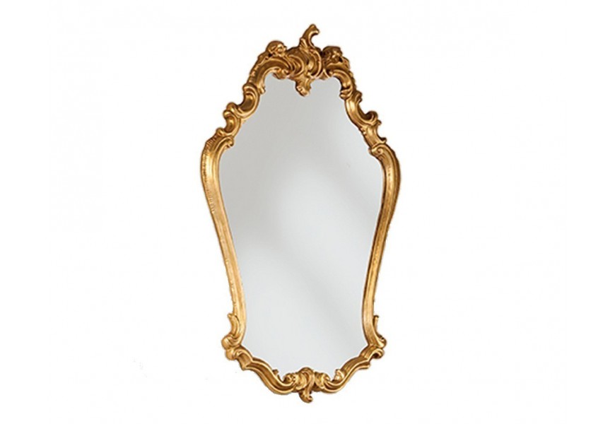 Exkluzivní ozdobné zrcadlo s bohatě zdobeným barokním rámem ve zlaté barvě